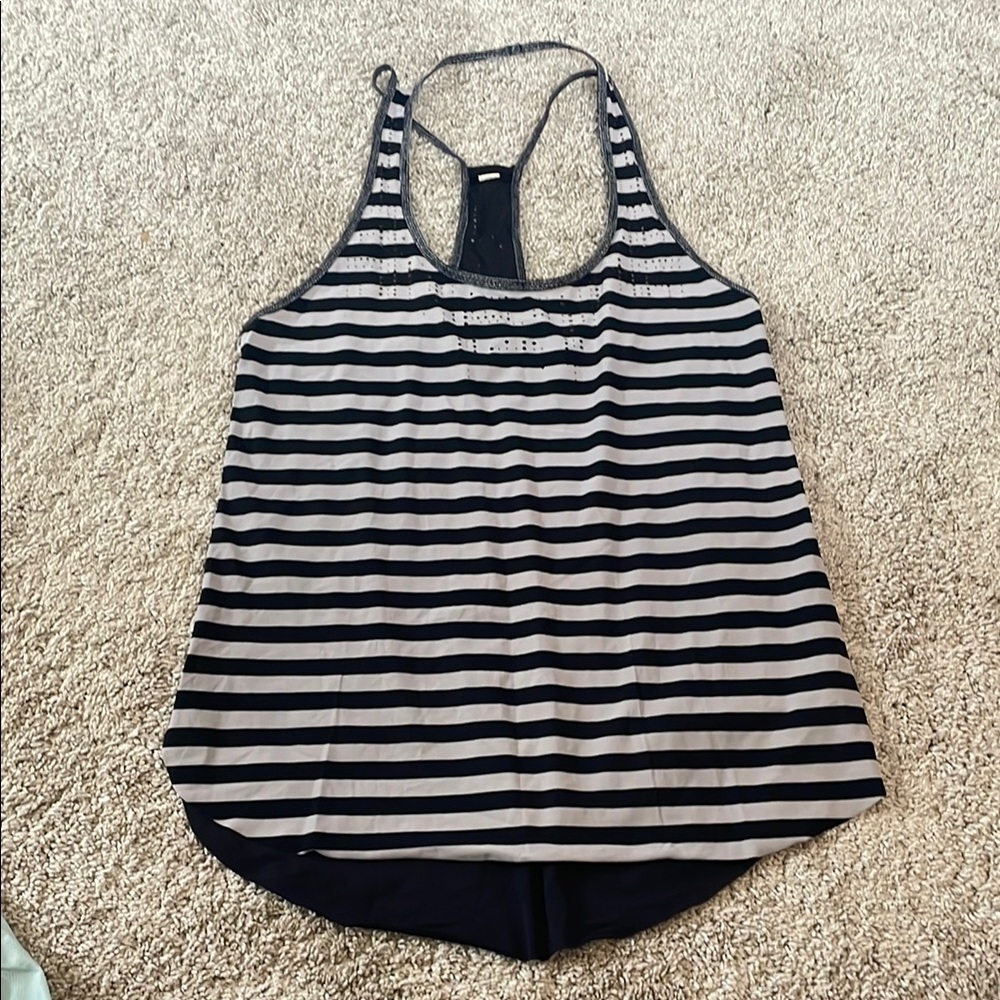 Lululemon Athletica Black and White Asymmetrical Tank Top